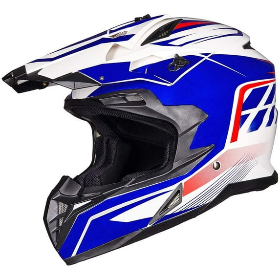 ILM Adult ATV Motocross Off-Road Street Dirt Bike Full Face Motorcycle Helmet DOT Dual Sports Suits Men Women (M Blue White)