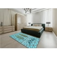 thumbnail image 5 of Ahgly Company Machine Washable Indoor Rectangle Transitional Bright Turquoise Blue Area Rugs, 5' x 7', 5 of 7