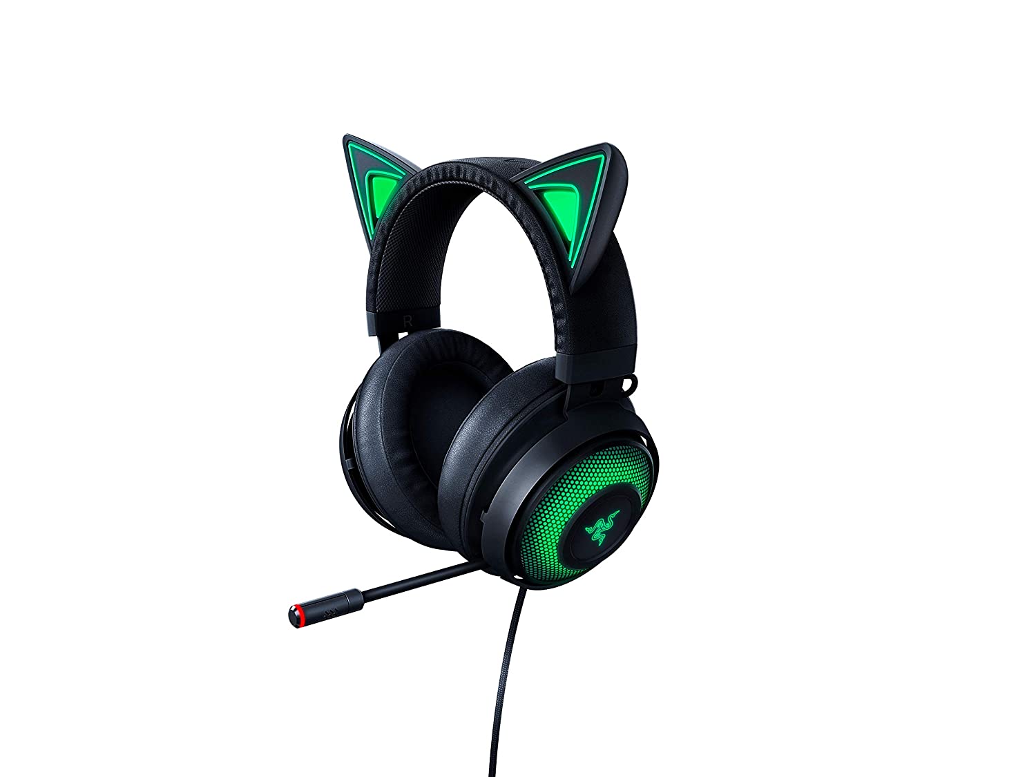 Razer Kraken Kitty Quartz Edition Cat Ears USB Gaming Headset Chroma Lighting Wired for Cross Platform Gaming for PC PS4 Xbox One Switch 50mm Diaphragm 3.5mm Cable with Line Controls Black