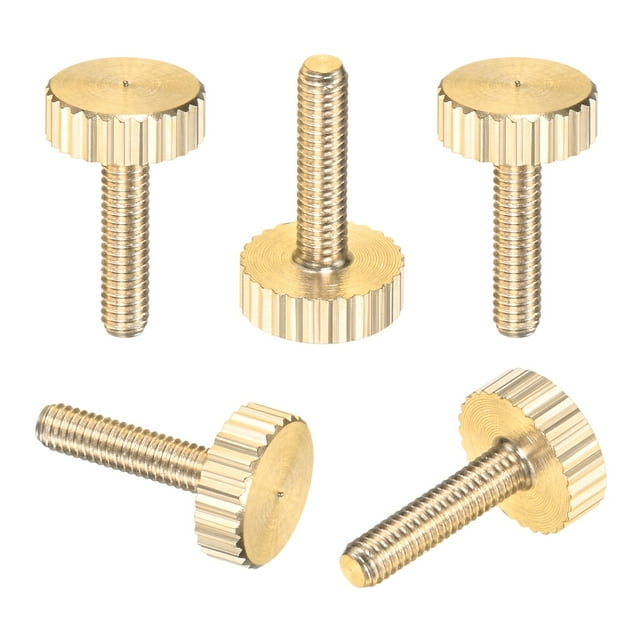 Uxcell 5-Pack Tornillos de Mariposa Estriados, M3x12mm Perillas de Cabeza Plana de Latón