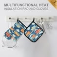 thumbnail image 4 of Yayeee Oven Mitts and Pot Holder Set of 2 Heat Resistant Kitchen Gloves Baking Hot Pad, Blue Cute Train Pattern, 4 of 5