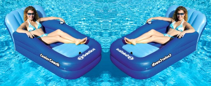 multi person float with cooler