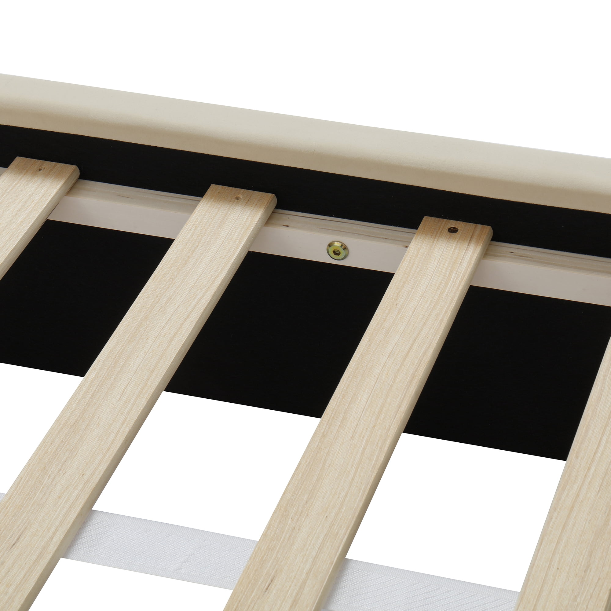 Queen Size Upholstered Platform Bed Frame with Dual Cat Caves and LED Lighted Pet Nests
