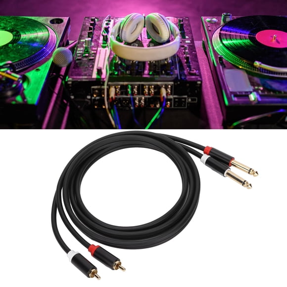 Mono To TRS Cable, Noise Reduction Double Layer Shielding Durable 6.35mm 2 To 2 TRS Stereo Cable 4.9ft Two Way for Power Amplifier for Mixing Console