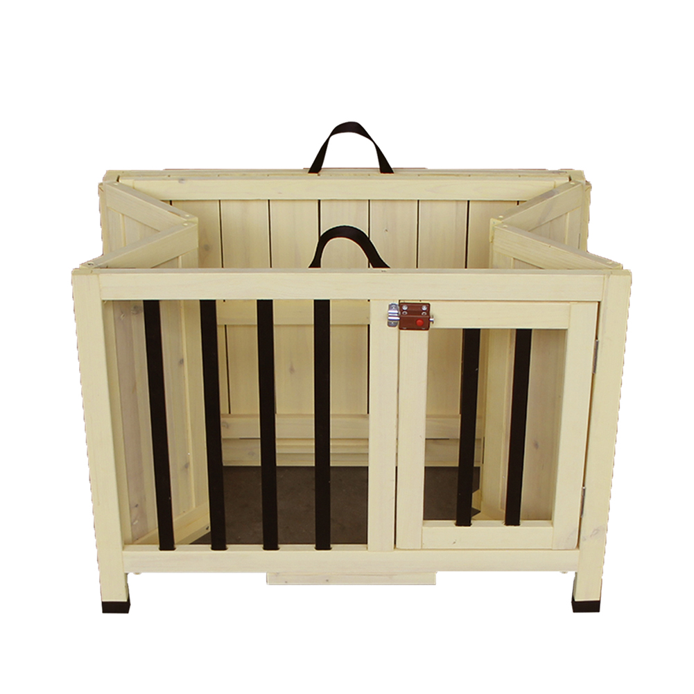 LYUMO Opening Roof Foldable Pet Shelter Dog House Pet Bed Wood Shelter