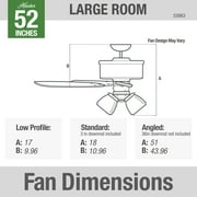 Hunter 52 inch Indoor Ceiling Fan with LED Lights and Pull Chain - Brass Ceiling Fan, Standard Mount, 5 Blades, For Bedroom, Living Room, or Kitchen, Quiet - Studio Series 53063, Antique Brass