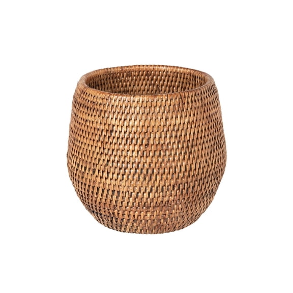Kouboo La Jolla Coco Rattan Planter And Bowl, Creative Storage Container, Plant Arrangements, Basket Indoor, Honey Brown