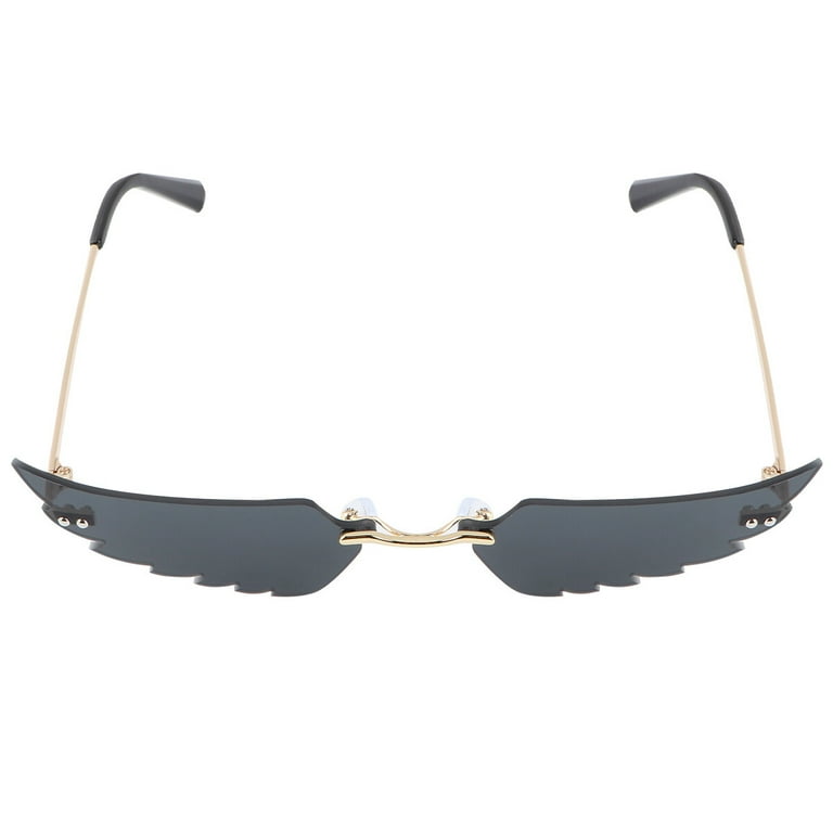 Homemaxs Angel Wing Shaped Sunglasses All Match Eyewear Fashion Glasses Party Props Black Golden Frame