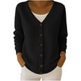 thumbnail image 2 of Plus Size Cardigans for Women Trendy V Neck Button up Jackets Cute Pullover Soft Lightweight Knit Outerwear New Cardigan Cover up Sweaters for Women Black L, 2 of 3