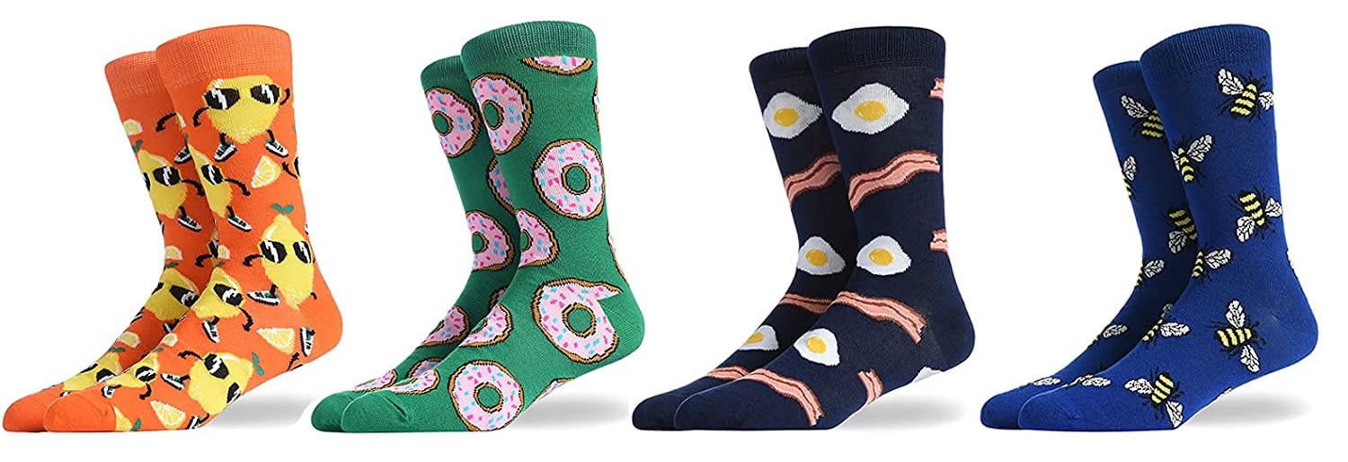 Surprise Color and Pattern Set of 8 funny Unisex Crew Socks