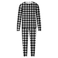 thumbnail image 2 of Family Pajamas Matching Sets Christmas Pjs Set Solid Color Long Sleeve Shirt and Pant Loungewear Sleepwear (Dad:2XL, Black-Plaid), 2 of 5