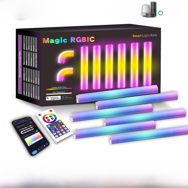 Lámpara de pared de ambiente con control remoto, lámpara de pared mágica de esquina, luz de relleno colorida RGB, lámpara de ritmo de pastilla decorativa