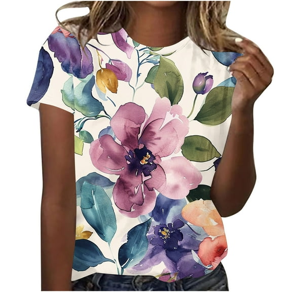 Summer Tops For Women 2026 Plus Size Womens Short Sleeve Tops Dressy Casual Summer Shirts Cotton Casual Blouses For Women T Shirts For Women Trendy Pack