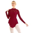thumbnail image 2 of iiniim Women's Girls Turtleneck Long Sleeve Lace Figure Ice Skating Dress Ballet Dance Costume, 2 of 7