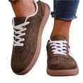 thumbnail image 3 of Women's Suede and Leather Lace Up Retro Sneakers Gum Sole Casual Walking Shoes Comfortable Breathable Anti Slip Trainers for Everyday Wear,Brown 38(US-6.5), 3 of 5