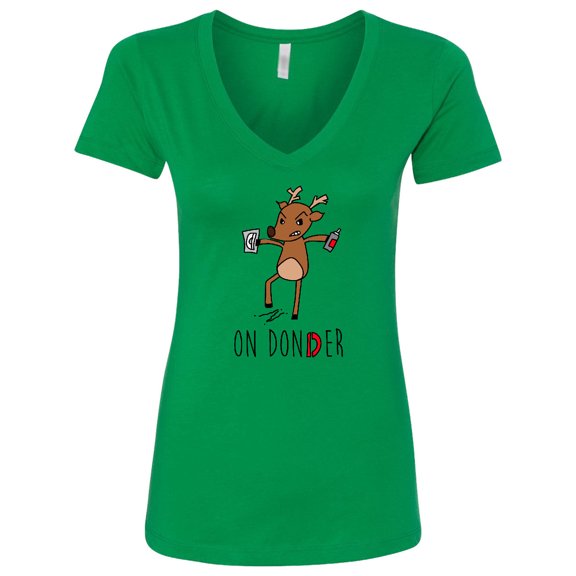 Inktastic On Donder Funny Christmas Reindeer Women's V-Neck T-Shirt