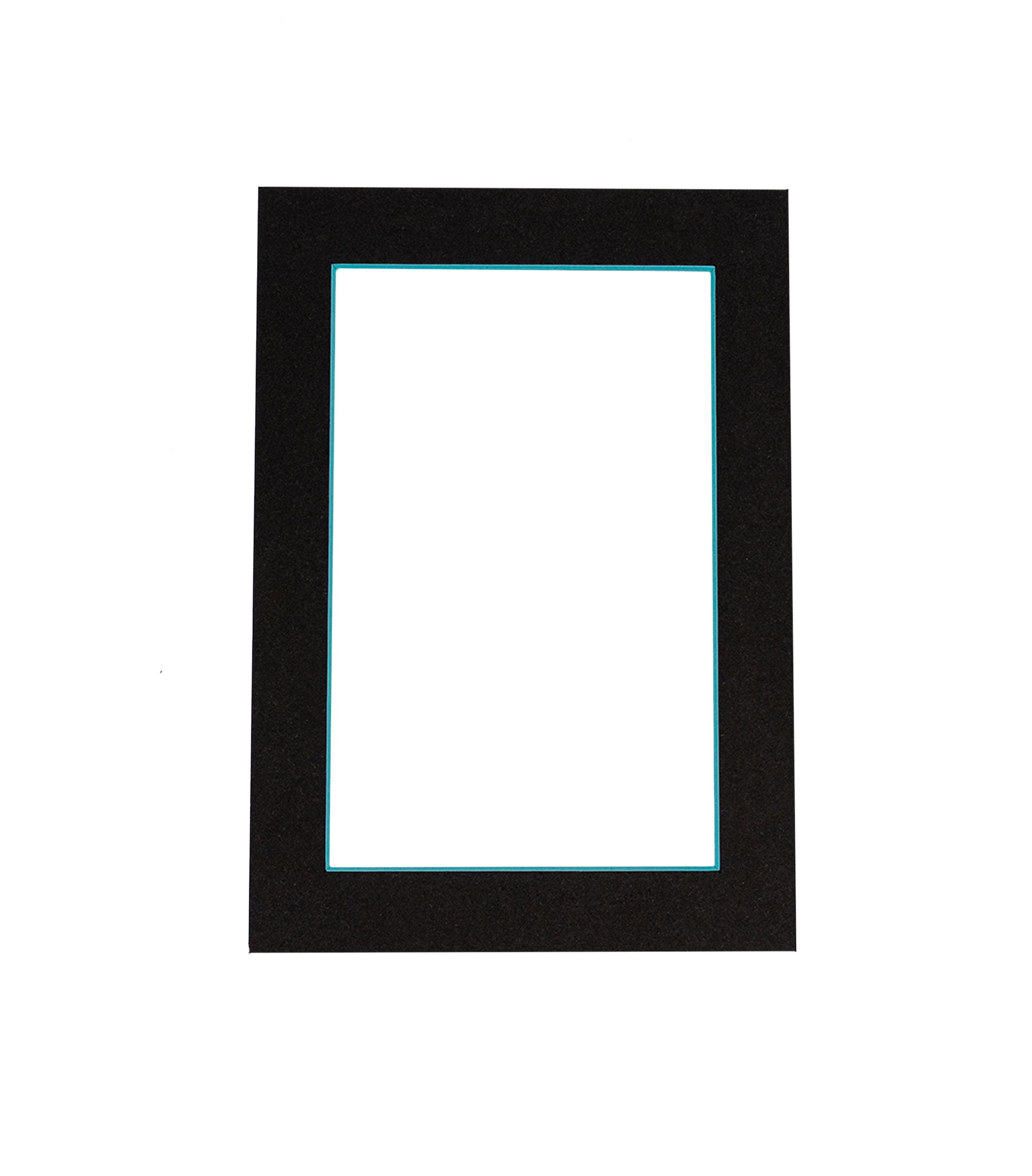 Black Acid Free 8x10 Picture Frame Mat with Light Blue Core Bevel Cut for 5x7 Pictures Fits