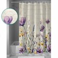 thumbnail image 3 of Small Stall Shower Curtain 48x72 Inch Narrow Half Size Purple Floral Spring Bath Curtains Bathroom Decor Watercolor Summer Botanical Vintage Waterproof Fabric Shower Curtain Set with Hooks 48 Inch, 3 of 6