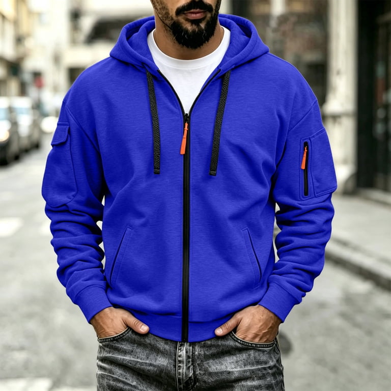 QIYAGBSA Full Zip Hoodies for Men Long Sleeve Fleece Sweatshirt with ...
