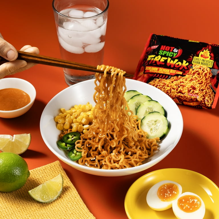 Nissin Foods Hot & Spicy Fire Wok Chili-Infused Asian Noodles
