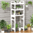 thumbnail image 2 of 【HOSTK】3 Tier Bamboo Over The Toilet Storage Shelf, Freestanding Bathroom Organizer Rack with Toilet Paper/Magazine Holders & 4 Hooks, Space-Saving Above Toilet Shelf-White, 2 of 7