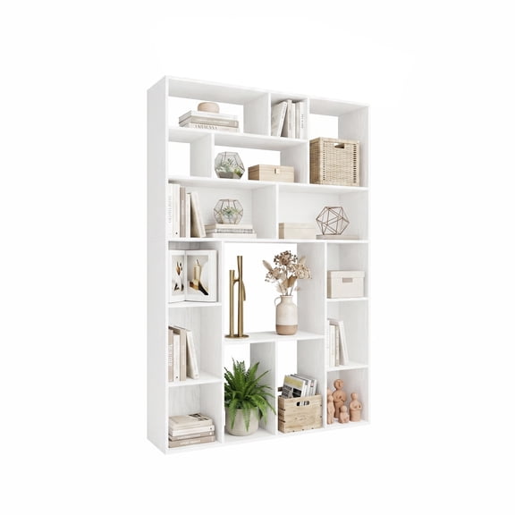 BOSHIRO 6 Tier Bookshelf, 71 in Tall Bookshelf with 16 Open Display Shelves, Large Bookcase for Office Living Room, White