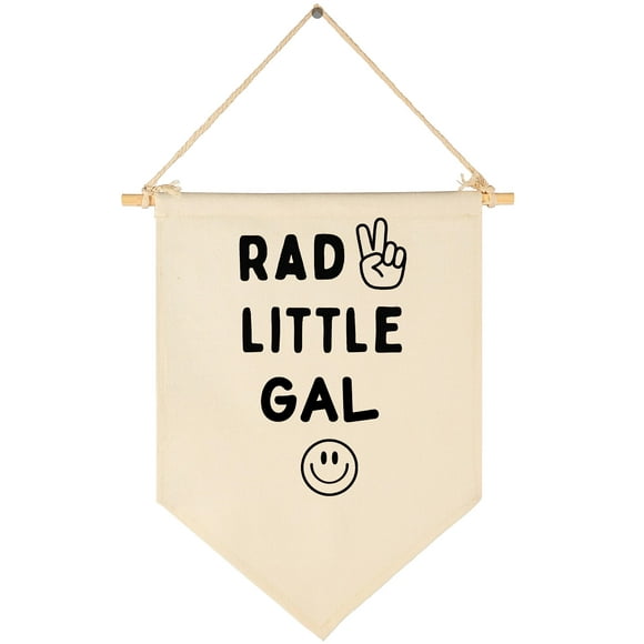Rad Little Gal – Signo De Paz Sonriente – Decoración De Bandera, Regalos Para Niñas Y Niños – Cartel De Pared Para Guardería, Habitación De Bebé, Sala De Lectura, Sala De Juegos, Dormitorio, Puerta De