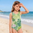 thumbnail image 2 of Grblisyd Girls One-Piece Swimsuit Cute Bathing Suit Racerback Keyhole Crew Neck Athletic Swimwear 2-13Y, 2 of 6