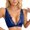 Blue, variant on Women's Lace Wireless Bra with Plunge Lace Frame, Deep V Neckline, Soft Lift Lightly Lined Bra for Everyday Wear