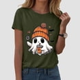 thumbnail image 2 of Yuncity Summer Shirts For Women Halloween Ghosts Graphic Tshirt Short Sleeve Crew Neck Casual Stylish Outdoor Athletic Tops Size L Army Green, 2 of 5