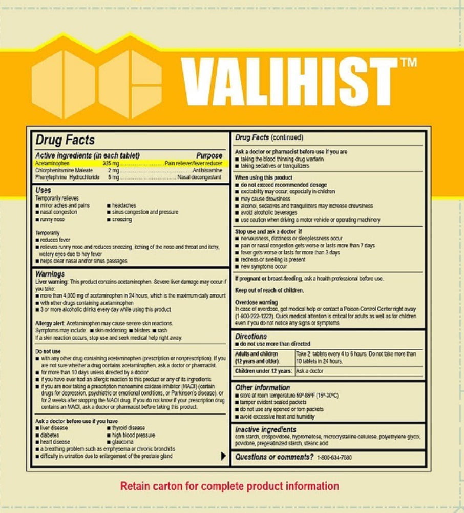 Valihist™ Acetaminophen / Chlorpheniramine Maleate / Phenylephrine