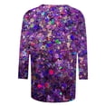 thumbnail image 4 of Youmylove Women Round Neck T-Shirt With Shiny Bright Print Comfortable Three Quarter Sleeve Casual Top Stylish Dailywear, 4 of 4