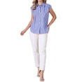 thumbnail image 2 of INSPIRE CHIC Summer Check Top for Women's 1950s Vintage Button Up Dressy Casual Blouse L Blue, 2 of 6