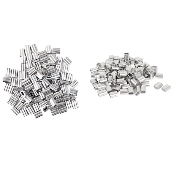 100Pcs 2.5mm Wire Rope Sleeves Clip Cable Crimps & 120 Pcs Crimping Loop Sleeve 2mm Diameter Wire Rope and Cable