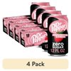(4 pack) Dr Pepper Zero Sugar Strawberries and Cream Soda Pop, 12 fl oz, 12 Pack Cans