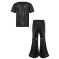 thumbnail image 2 of iiniim Boys Girls Hip Hop Jazz Disco Performance Dance Costume Sequins Short Sleeve T-Shirt Tops with Black 130, 2 of 5