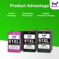 thumbnail image 5 of 61XL Ink Cartridge Compatible for HP 61 Ink Black and Color Combo Work for Envy 4500 5530 5534 5535 Deskjet 1000 1010 1510 2540 2541 3050 OfficeJet 4630 4635 2620 Printer (3-Pack), 5 of 11