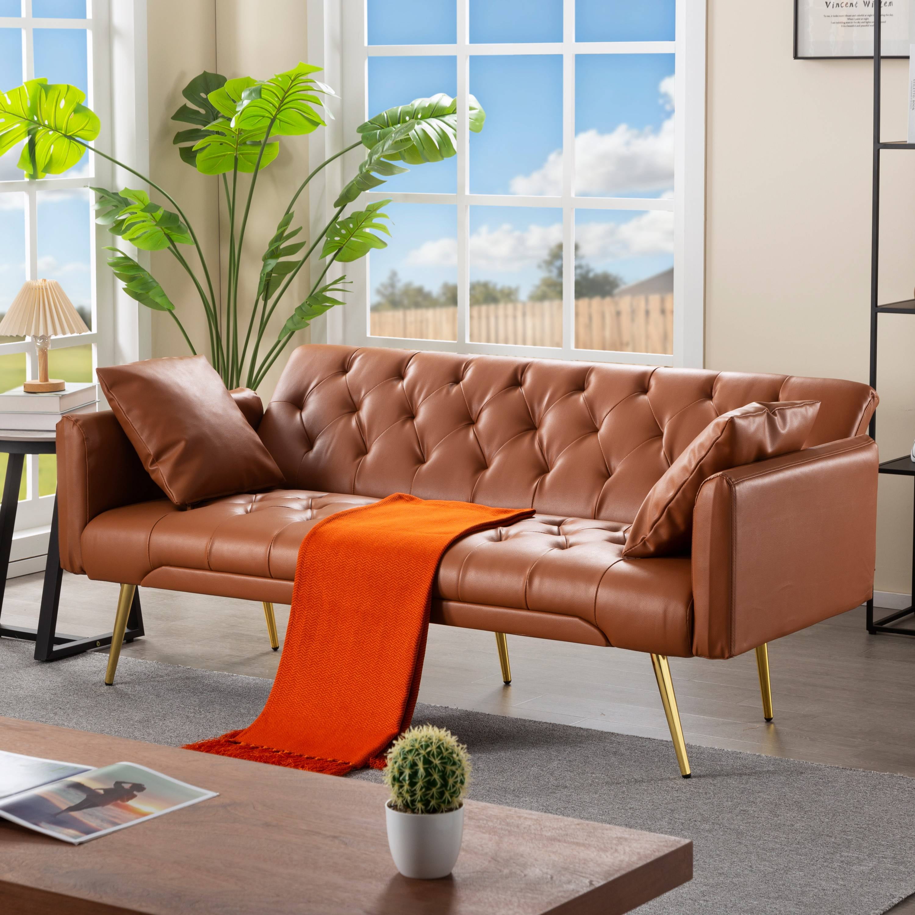 BSHTI 68 inch Modern Futon Sofa Bed, Modern Converted Sofa Bed Couch ,Functioning Futon Sleeper Sofa for Livingroom