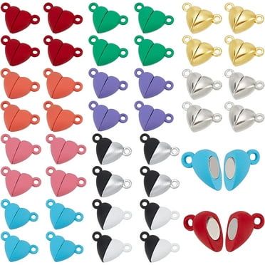 40 Sets 10 Colors Heart Shaped Magnetic Clasps for Jewelry Magnetic Breakaway Clasp Converter for DIY Couple Bracelet Necklace Making Jewelry Accessories 15x9.5x6mm DIY