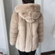 thumbnail image 1 of Abrigo con capucha de piel sintética para mujer, piel de zorro de imitación de chaqueta con capucha, abrigo esponjoso, ropa de invierno, moda cálida, 1 of 5