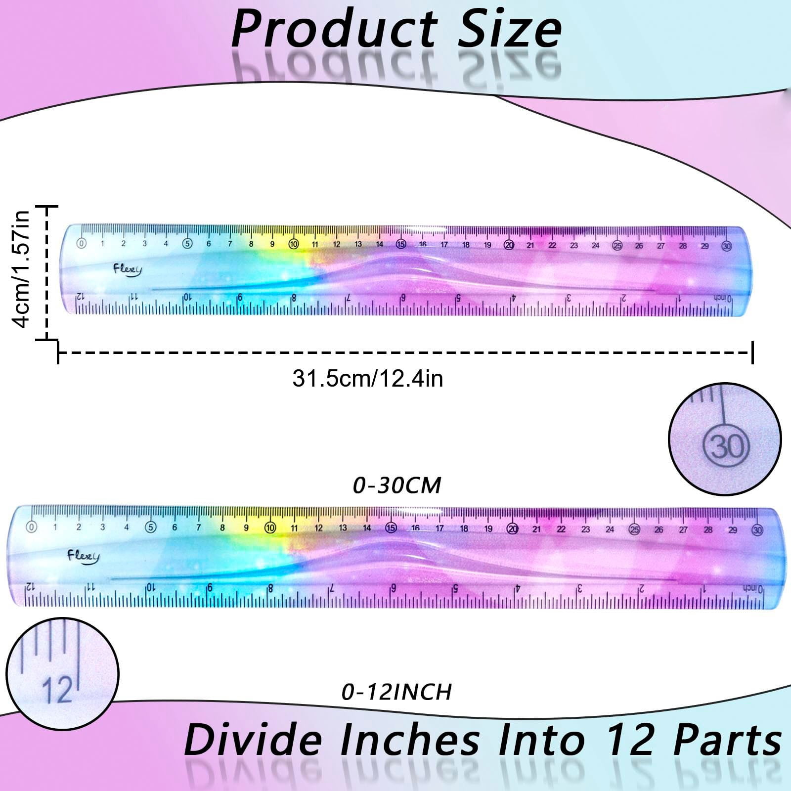 Miommo 12 Inch Flexible Ruler, Bendable Gradient Color Ruler with Inches and Centimeters, Soft PVC Ruler for Measuring Straight and Curved Surfaces, 1-Pack