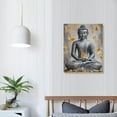 thumbnail image 4 of Buddha Canvas Wall Art Gold-foil: Zen Statue Textured Print with Lotus Flower for Buddhism Decor Inspirational for Room Decorations Ready to Hang, 4 of 5
