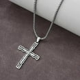 thumbnail image 3 of Cross Necklace for Men 925 Sterling Silver Black Cross Turquoise Pendant Christian Jewelry Religious Gifts for Men, 3 of 6