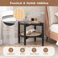 Rattan Round Side End Table with Tempered Glass Tabletop - Walmart.com