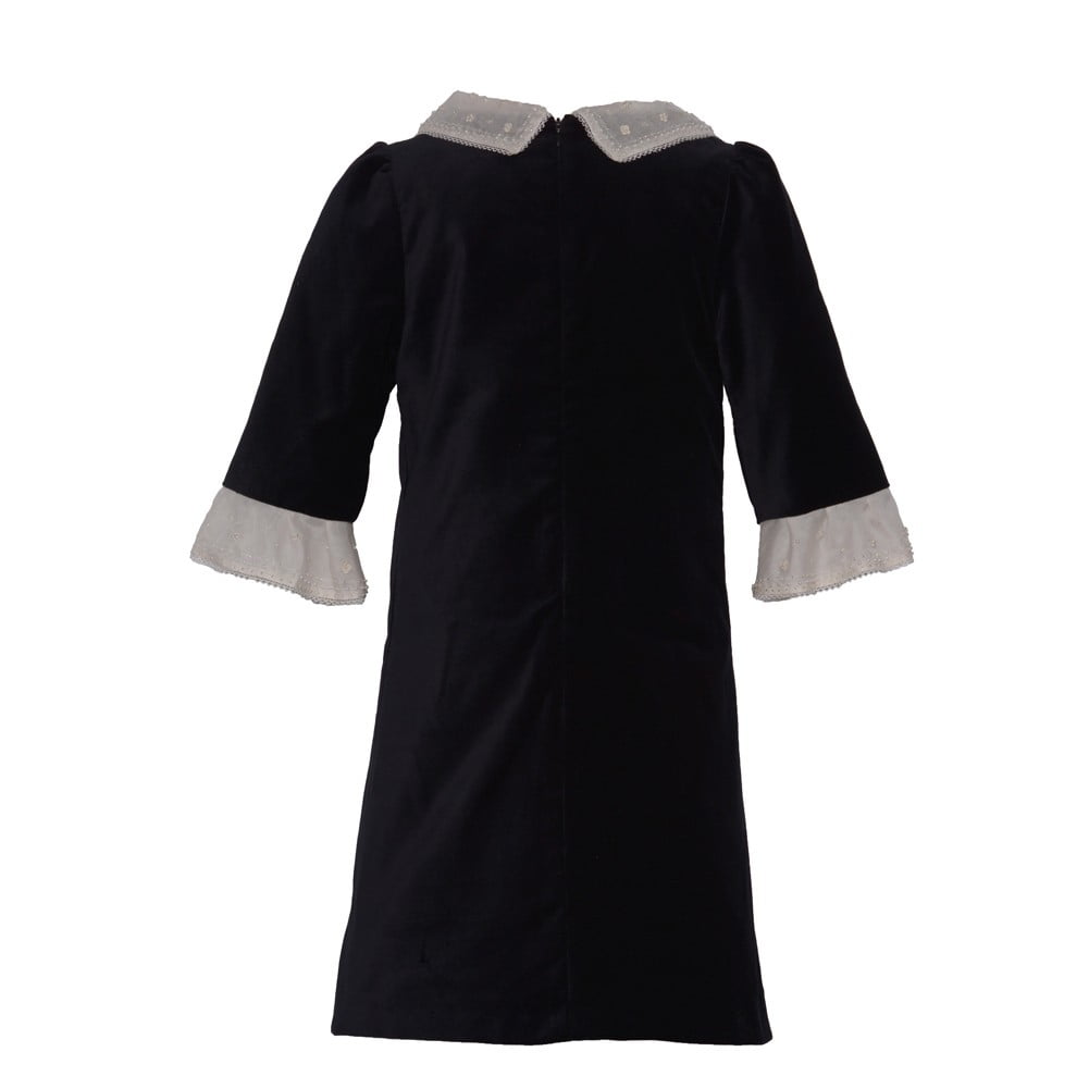 girls black dress with white collar