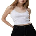 thumbnail image 1 of Women Lace Trim  Tops Solid Color/Print Tie-Up Halter Neck Sleeveless Vests Summer Slim Fit, 1 of 3