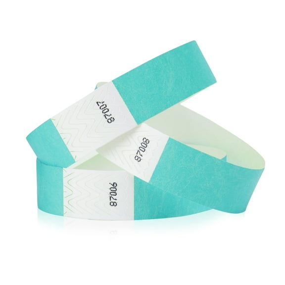500 WristCo Aqua Tyvek Wristbands for Events - Comfortable Tear Resistant Paper Bracelets ID Wrist Bands for Concerts Festivals Admission Party Identification