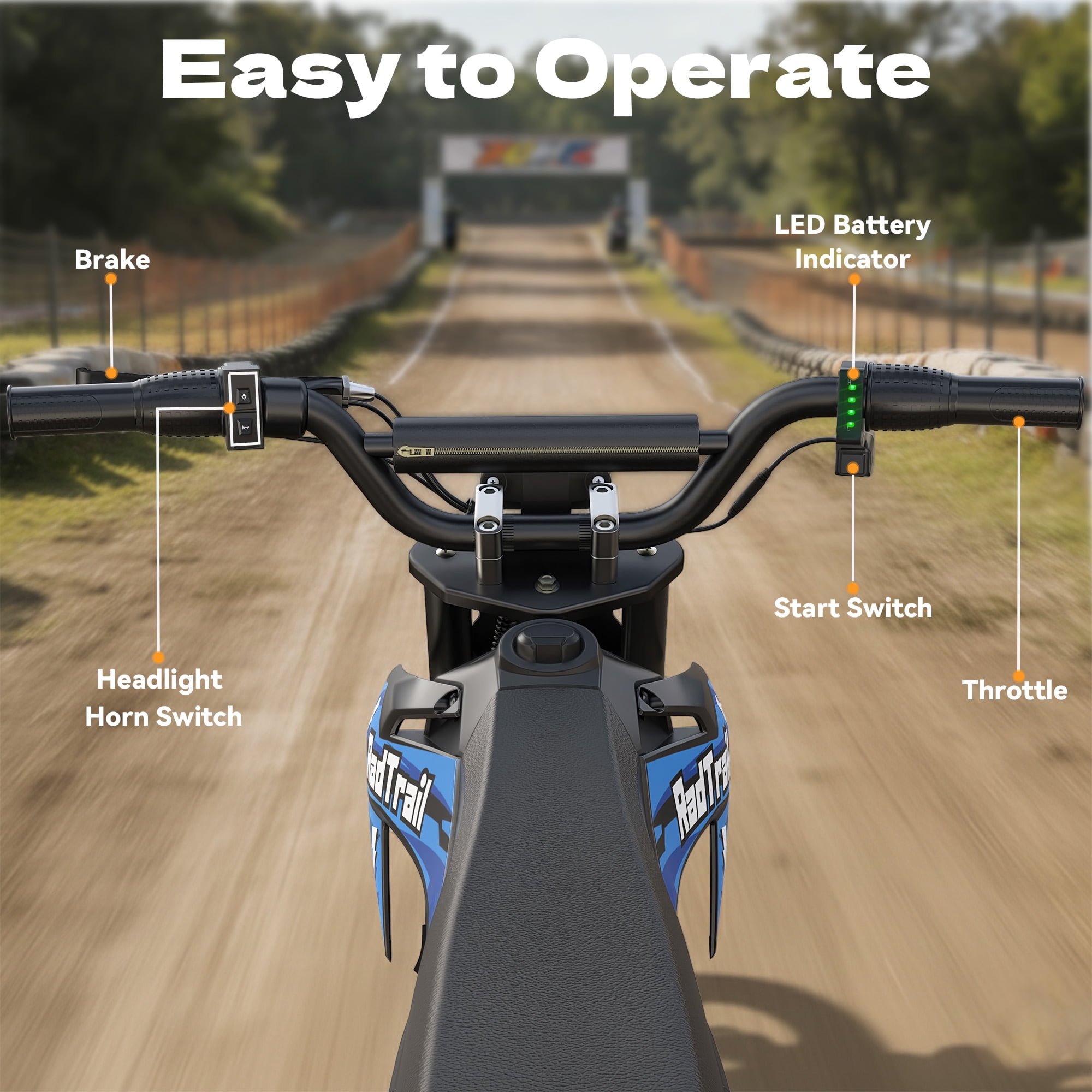 East doll 36V Electric Dirt Bike for Kids, Peak 700W Kids Electric Dirt Bikes, Electric Kids Dirt Bike for Boys Girls Aged 4-8Y, 3-Speed, Max 15.5 Mph, 13.7 Miles Long Range, 3 Light Modes, Blue