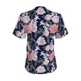 thumbnail image 6 of Zufioo Rose Flowers Print Women's Classic V-neck T-shirt, V-neck Short-sleeved Tops Home Wear, Suitable for Daily Life, Work, Outdoors-Medium, 6 of 8