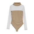 thumbnail image 3 of SNKSDGM Chemises à Manches Longues pour Femmes Roses Blouses à Manches Longues pour le Travail Justaucorps à Manches Longues Col Roulé Justaucorps Gainant Justaucorps en Maille Hauts de Sortie Tenues d'Automne, 3 of 8